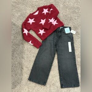Cat & Jack Wide Leg Jeans Frankie Sweater